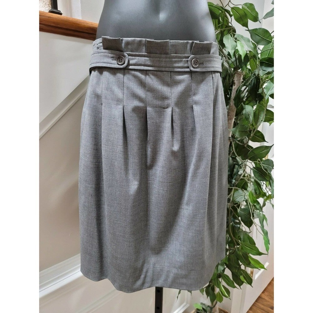 BCBGMAXAZRIA Women's Gray Wool and Spandex Knee Length Flare‎ Skirt Size 08 - Picture 9 of 9
